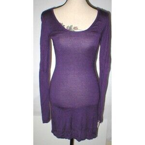 NWT $148 6 New French Connection Dress Dark Purple Womens Sexy Long Sleeves Knit